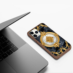 Чехол iPhone 11 Pro матовый Классические узоры лакшери текстура, цвет: 3D-коричневый — фото 2