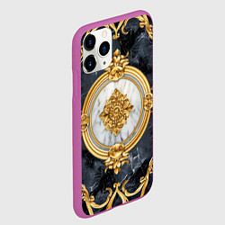 Чехол iPhone 11 Pro матовый Классические узоры лакшери текстура, цвет: 3D-фиолетовый — фото 2