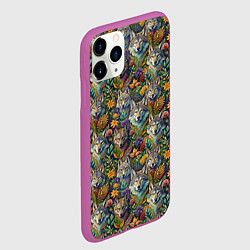 Чехол iPhone 11 Pro матовый Волчий паттерн, цвет: 3D-фиолетовый — фото 2