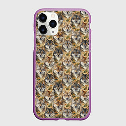 Чехол iPhone 11 Pro матовый Мотив с мордами волков