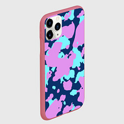 Чехол iPhone 11 Pro матовый Паттерн с сиреневыми и голубыми пятнами, цвет: 3D-малиновый — фото 2