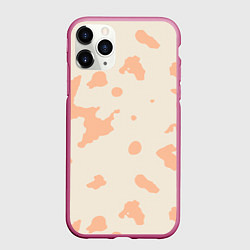 Чехол iPhone 11 Pro матовый Бежевый пятнистый паттерн, цвет: 3D-малиновый