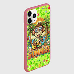 Чехол iPhone 11 Pro матовый Обезьяна с гитарой летний вайб, цвет: 3D-малиновый — фото 2