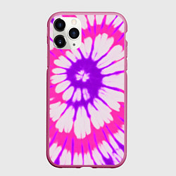 Чехол iPhone 11 Pro матовый Тай дай розовый с фиолетовым, цвет: 3D-малиновый