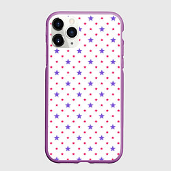 Чехол iPhone 11 Pro матовый Красивый узор звезды, цвет: 3D-фиолетовый