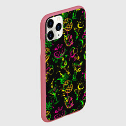 Чехол iPhone 11 Pro матовый Тропический ананасовый коктейль, цвет: 3D-малиновый — фото 2