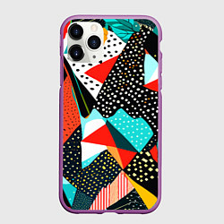 Чехол iPhone 11 Pro матовый Abstract patchwork - ai art, цвет: 3D-фиолетовый