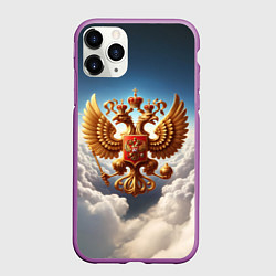 Чехол iPhone 11 Pro матовый Герб России в облаках