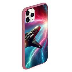 Чехол iPhone 11 Pro матовый Полёт к далёкой звезде - нейросеть, цвет: 3D-малиновый — фото 2