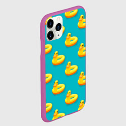 Чехол iPhone 11 Pro матовый Надувные утки паттерн, цвет: 3D-фиолетовый — фото 2