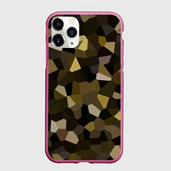 Чехол iPhone 11 Pro матовый Мозаика оливковых оттенков, цвет: 3D-малиновый