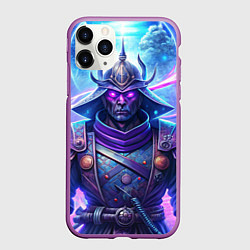 Чехол iPhone 11 Pro матовый Самурай ледяной фэнтезийный синий стиль - вьюга