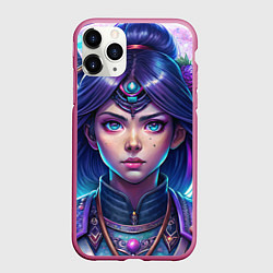 Чехол iPhone 11 Pro матовый Девушка самурай фэнтези стайл - big pictures, цвет: 3D-малиновый