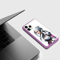 Чехол iPhone 11 Pro матовый Cyber warrior Barbie - ai art fantasy, цвет: 3D-фиолетовый — фото 2