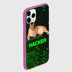 Чехол iPhone 11 Pro матовый Кот Шлепа хакер, цвет: 3D-фиолетовый — фото 2