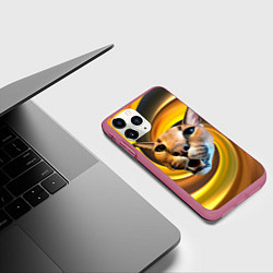 Чехол iPhone 11 Pro матовый Голова кота Шлепы, цвет: 3D-малиновый — фото 2