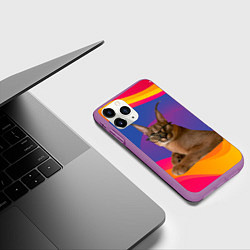 Чехол iPhone 11 Pro матовый Мем кот Шлепа, цвет: 3D-фиолетовый — фото 2