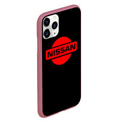 Чехол iPhone 11 Pro матовый Nissan red logo, цвет: 3D-малиновый — фото 2