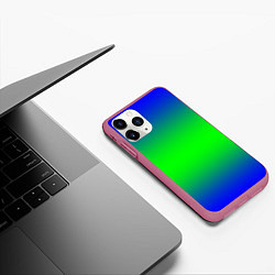 Чехол iPhone 11 Pro матовый Зелёный градиент текстура, цвет: 3D-малиновый — фото 2