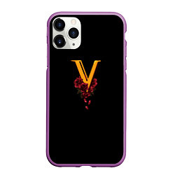 Чехол iPhone 11 Pro матовый Valentinos logo Cyberpunk, цвет: 3D-фиолетовый