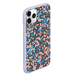 Чехол iPhone 11 Pro матовый Паттерн мозаика бирюзово-розовый, цвет: 3D-светло-сиреневый — фото 2