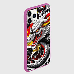 Чехол iPhone 11 Pro матовый Огнедышащий дракон в японском стиле, цвет: 3D-фиолетовый — фото 2
