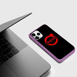 Чехол iPhone 11 Pro матовый Volvo red logo auto, цвет: 3D-фиолетовый — фото 2