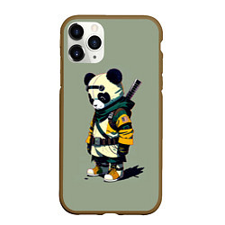 Чехол iPhone 11 Pro матовый Пандёныш кибер самурай - нейросеть, цвет: 3D-коричневый