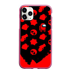 Чехол iPhone 11 Pro матовый Among us x brawl stars steel