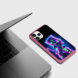 Чехол iPhone 11 Pro матовый Bart Simpson cyber ninja - neon glow, цвет: 3D-малиновый — фото 2