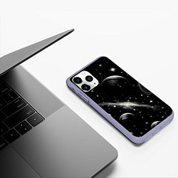 Чехол iPhone 11 Pro матовый Бескрайний космос - нейросеть, цвет: 3D-светло-сиреневый — фото 2