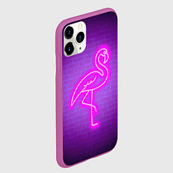 Чехол iPhone 11 Pro матовый Розовый неоновый фламинго, цвет: 3D-фиолетовый — фото 2