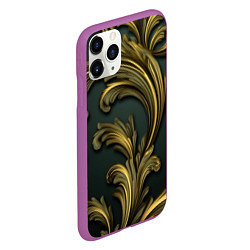 Чехол iPhone 11 Pro матовый Золотые старые темные узоры, цвет: 3D-фиолетовый — фото 2