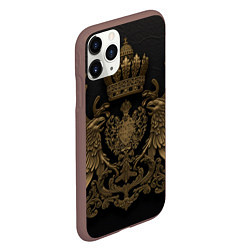 Чехол iPhone 11 Pro матовый Золотые крылья с узорами, цвет: 3D-коричневый — фото 2