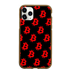 Чехол iPhone 11 Pro матовый Bitcoin red logo money, цвет: 3D-коричневый