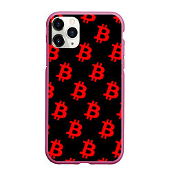 Чехол iPhone 11 Pro матовый Bitcoin red logo money