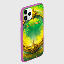 Чехол iPhone 11 Pro матовый Elden Ring зелено-желтое кольцо, цвет: 3D-фиолетовый — фото 2