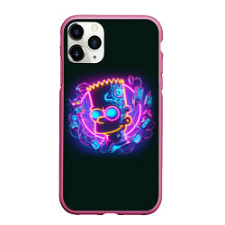 Чехол iPhone 11 Pro матовый Neon Bart Simpson - cyberpunk fantasy