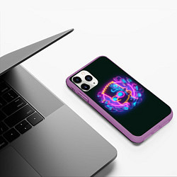 Чехол iPhone 11 Pro матовый Neon Bart Simpson - cyberpunk fantasy, цвет: 3D-фиолетовый — фото 2