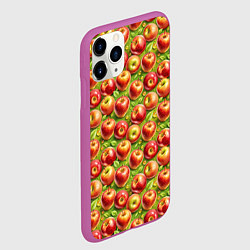 Чехол iPhone 11 Pro матовый Румяные яблоки паттерн, цвет: 3D-фиолетовый — фото 2