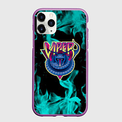 Чехол iPhone 11 Pro матовый Вайпер flame neon game, цвет: 3D-фиолетовый