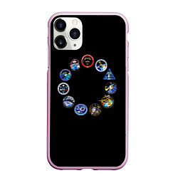 Чехол iPhone 11 Pro матовый NASA круг логотипов, цвет: 3D-розовый