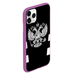 Чехол iPhone 11 Pro матовый Герб РФ полосы, цвет: 3D-фиолетовый — фото 2