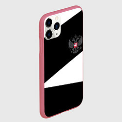 Чехол iPhone 11 Pro матовый Герб РФ геометрия текстура, цвет: 3D-малиновый — фото 2
