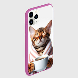 Чехол iPhone 11 Pro матовый Котик в халате, цвет: 3D-фиолетовый — фото 2
