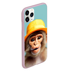 Чехол iPhone 11 Pro матовый Мартышка в шляпе, цвет: 3D-розовый — фото 2