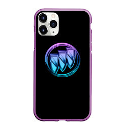 Чехол iPhone 11 Pro матовый Buick logo neon, цвет: 3D-фиолетовый