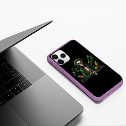 Чехол iPhone 11 Pro матовый Арт регги скелет со специями, цвет: 3D-фиолетовый — фото 2