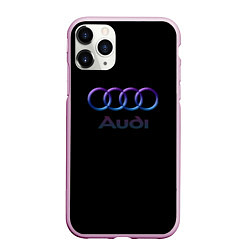 Чехол iPhone 11 Pro матовый Audi neon logo, цвет: 3D-розовый