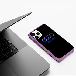 Чехол iPhone 11 Pro матовый Audi neon logo, цвет: 3D-фиолетовый — фото 2